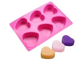 Molde silicona 6 corazones lisos grandes 